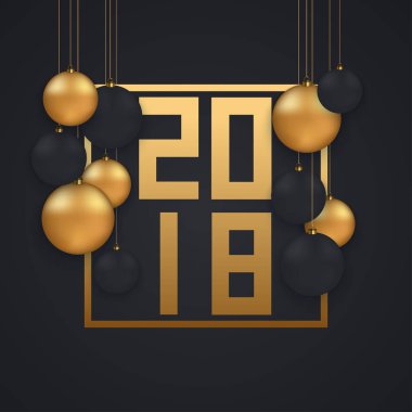 Vektör modern Noel veya 2018 Happy New Year kış tatil davetiye