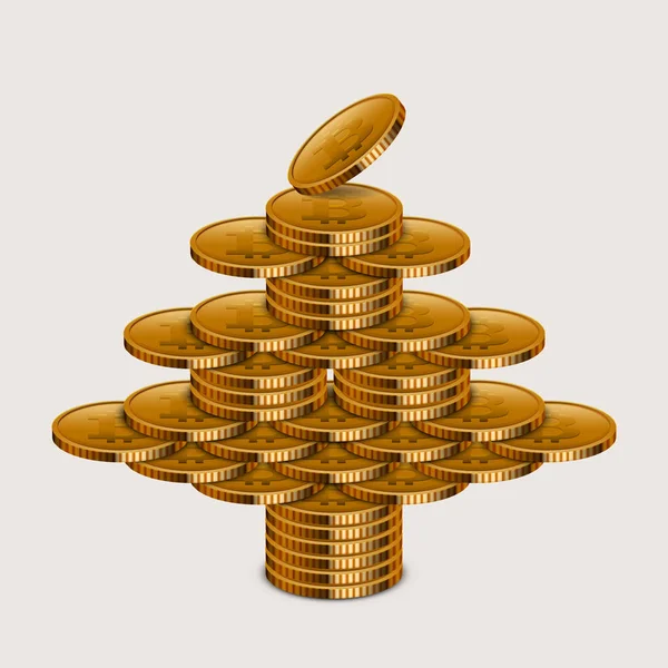 Vector modern concept gold money and Chrisnmas tree. — Stock Vector