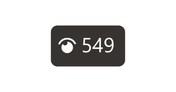 Animation of video views counter, user count of live stream close up. 4K video. — Stock Video