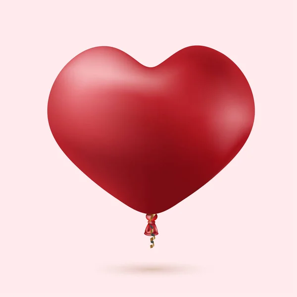 Vector moderne rood hart ballon met lint — Stockvector