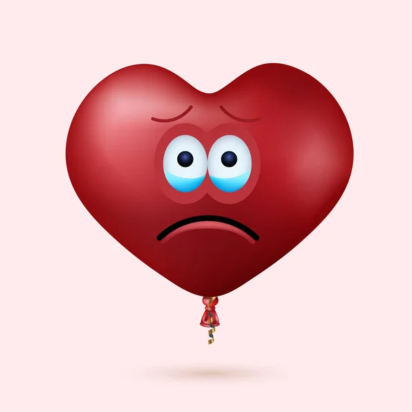 Wektor nowoczesny serce czerwony balon twarz z wstążki — Wektor stockowy