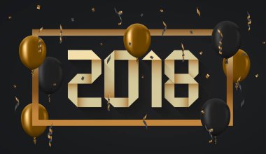 Vektör modern Noel veya 2018 Happy New Year kış tatil davetiye kartı arka plan.