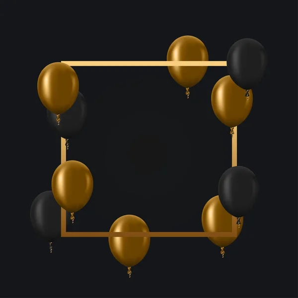 Vector moderna golden ballonger bakgrund för glad berthday eller årsdag dag. Inbjudan till evenemang. — Stock vektor