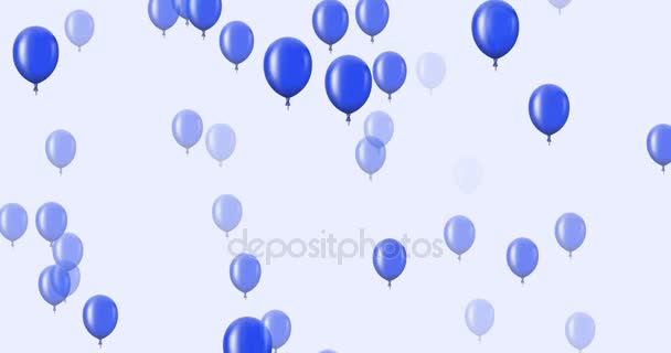 Animation fliegende blaue Luftballons auf dunklem Hintergrund. — Stockvideo