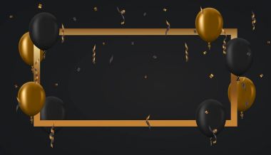 Vector modern golden balloons background for happy berthday or anniversary day. clipart