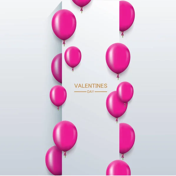 Vector modern pink balloons background for happy birthday or valentine day. — Stock Vector