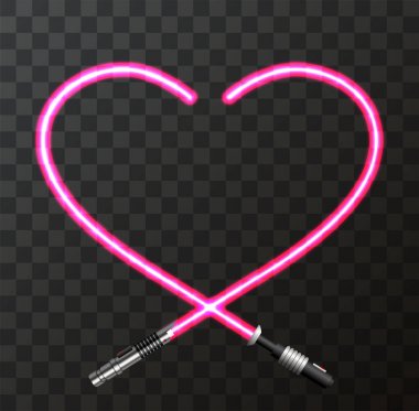 Vector modern concept heart and lightsaber for Valentines day clipart