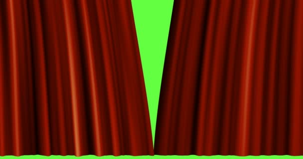 Apertura de la cortina roja de la tela — Vídeos de Stock
