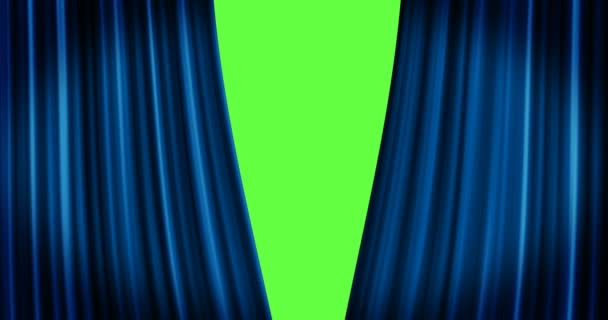 Apertura de la cortina azul de la tela — Vídeo de stock