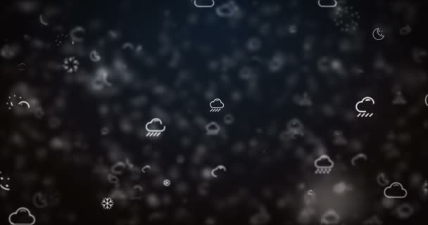 Boucle animation déplacé icônes météo sur fond blanc . — Video