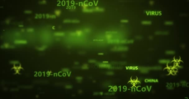 Coronavirus 2019-nCov novedoso concepto coronavirus fondo de movimiento . — Vídeos de Stock