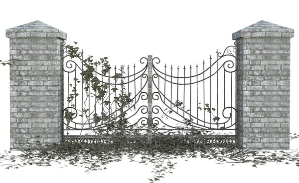 Illustration Stone Iron Gate — Stock Photo, Image