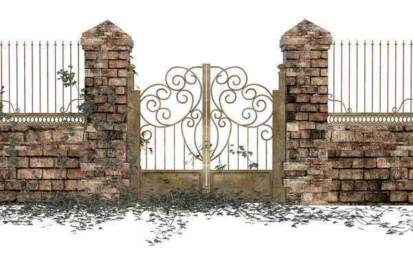 Illustration Stone Iron Gate — Stock Photo, Image