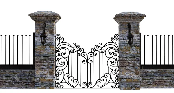 Illustration Stone Iron Gate — Stock Photo, Image