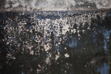 Eski grunge dokulu koyu gri beton duvar mavi boya ve bazı moss ile arka plan