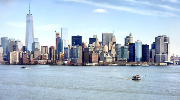 Famous New York City panorama with Manhattan Skyline