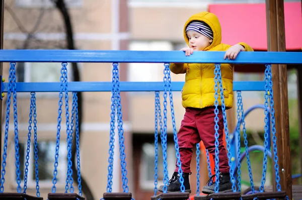 Little boy having fun on outdoor playground — Stock Photo, Image