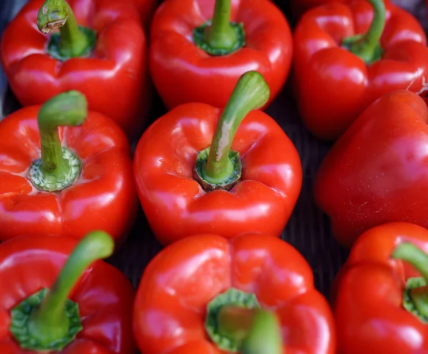 Färsk Frisk Bio Röd Paprika Monaco Stormarknad Ekologisk Vegansk Mat — Stockfoto