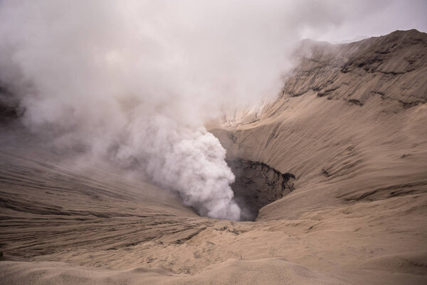 Mount Bromo volcano during sunrise in East Java, Indonesia.