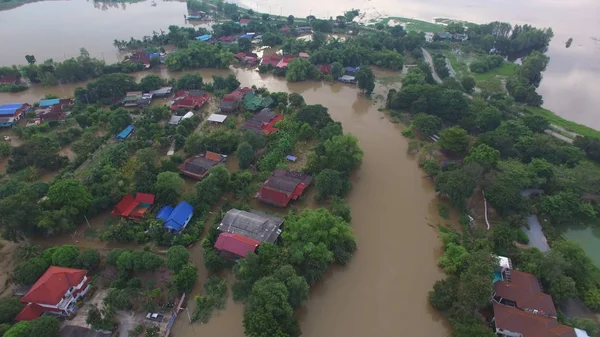 Vista aerea di inondazione — Foto Stock