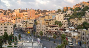 Ürdün 'ün başkenti Amman City' nin havadan görünüşü