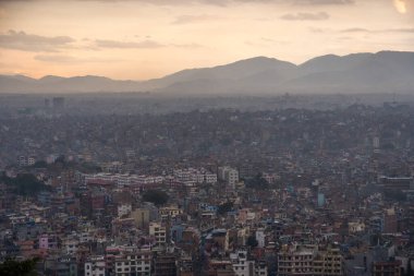 Nepal Katmandu şehrinin havadan görünümü