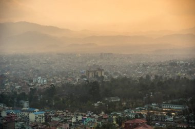 Nepal Katmandu şehrinin havadan görünümü