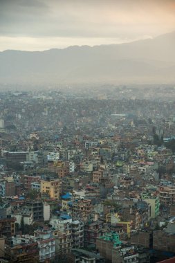 Nepal Katmandu şehrinin havadan görünümü