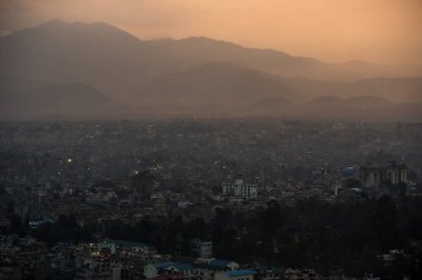 Nepal Katmandu şehrinin havadan görünümü