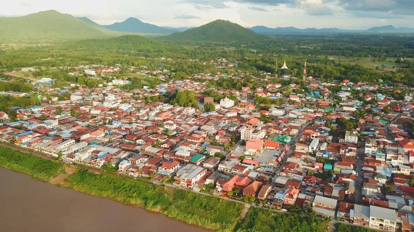 Luchtfoto Zonsondergang Bij Mekong Rivier Thailand — Stockfoto