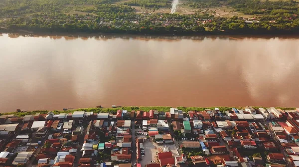 Tayland Daki Mekong Nehri Nde Hava Manzaralı Gün Batımı — Stok fotoğraf