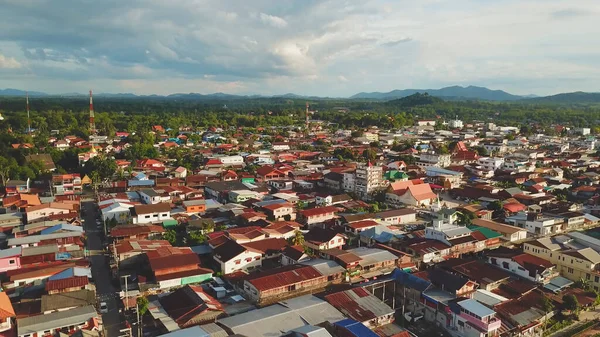 Vista Aerea Tramonto Fiume Mekong Thailandia — Foto Stock