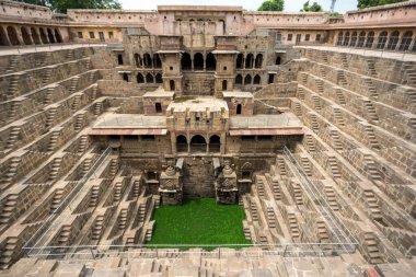 Chand Baori Stepwell in the village of Abhaneri, Rajasthan, India clipart