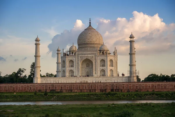 Taj Mahal Durante Tramonto Fiume Yamuna Agra Uttar Pradesh India — Foto Stock