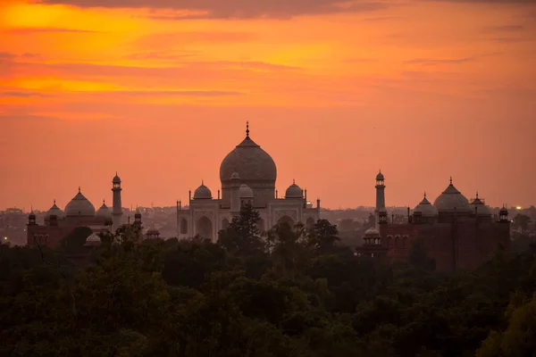 Taj Mahal Dalla Distanza Fiume Jamuna Agra India — Foto Stock