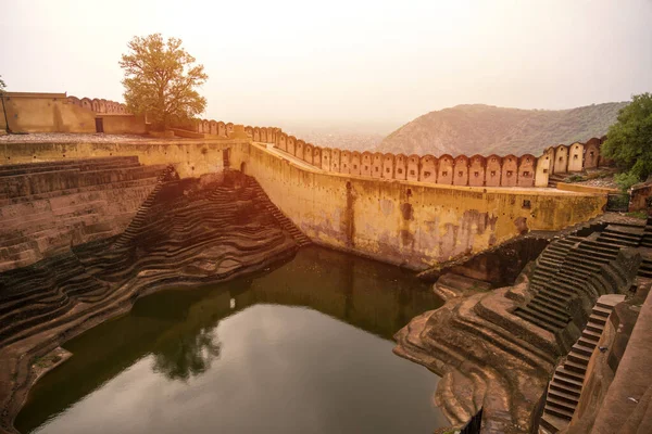 Luftaufnahme Von Jaipur Vom Nahargarh Fort Bei Sonnenuntergang Rajasthan Indien — Stockfoto