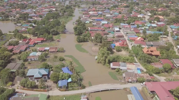 Widok Powietrza Powódź Prowincji Ayutthaya Tajlandia — Zdjęcie stockowe