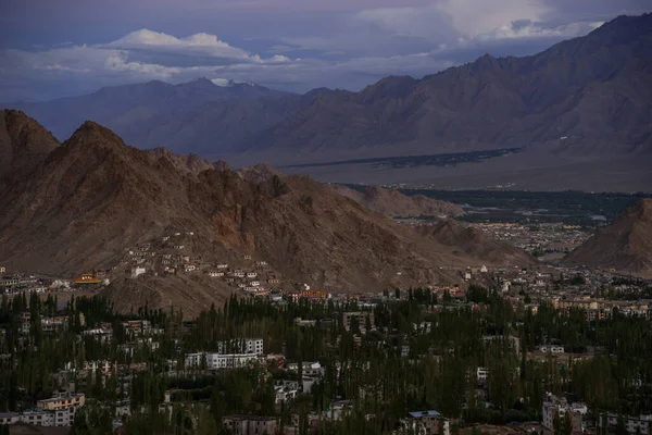 Veduta Aerea Della Città Leh Leh Ladakh India — Foto Stock