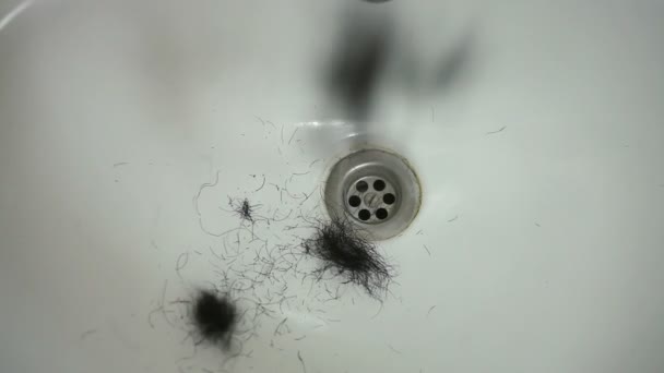 Bathroom Sink With Hair From Shaving Beard And Mustache