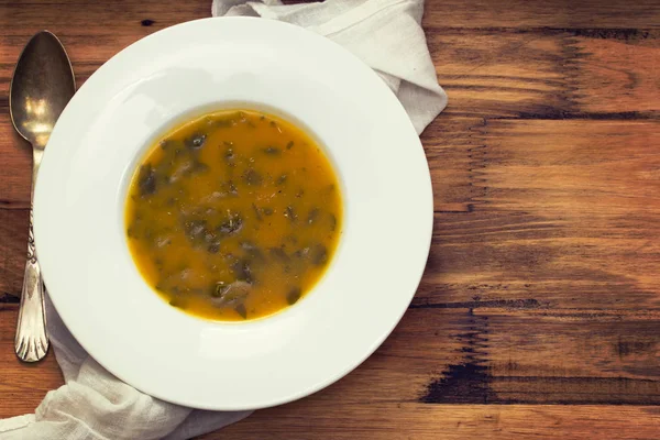सफेद प्लेट पर सब्जी सूप — स्टॉक फ़ोटो, इमेज