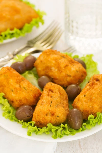 Galletas saladas portuguesas Bolinho de bacalhau — Foto de Stock