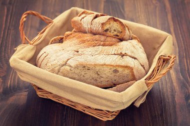 sepet kahverengi zemin üzerine ekmek