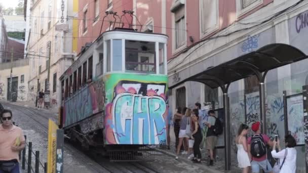 Lisbon Portugal August 2019 Footage Vintage Tram City Lisbon — Stock Video