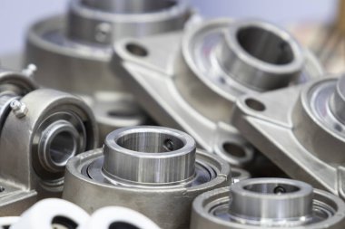 industrial bearings for spare part in machinery ; industrial equipment engineering background 