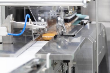 cupcake paketleme makinesi; yiyecek endüstriyel iş geçmişi; seçici odaklanma