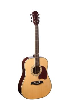 Doğal Tahta Klasik Akustik Gitar Beyaz Arkaplanda İzole Edildi
