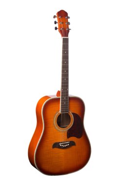 Doğal Tahta Klasik Akustik Gitar Beyaz Arkaplanda İzole Edildi