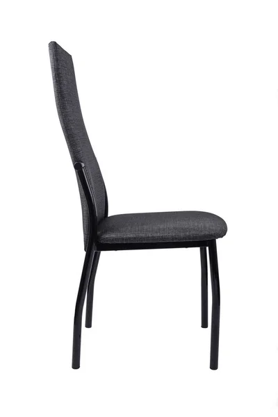 Moderner schwarzer grauer Stuhl isoliert auf weißem Hintergrund. Seitenansicht — Stockfoto