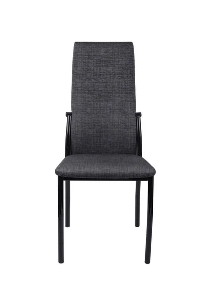 现代黑色灰色的椅子上孤立的白色背景上。前视图 — 图库照片