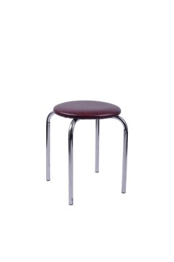 Beyaz bir arka plan üzerinde koyu mor metal tabure